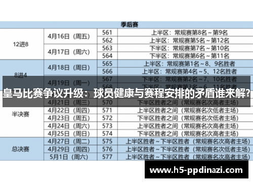 皇马比赛争议升级：球员健康与赛程安排的矛盾谁来解？